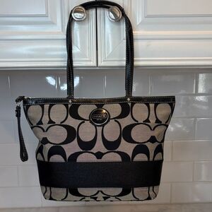 Coach Bag Purse Handbag Y2K Jacquard Signature Logo Stripe Tote Pocketbook
